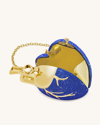 Maren Borsa a Forma di Cuore in Cristallo Artificiale - Blu cobalto