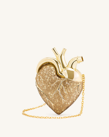 Maren Borsa a Forma di Cuore in Cristallo Artificiale - Oro