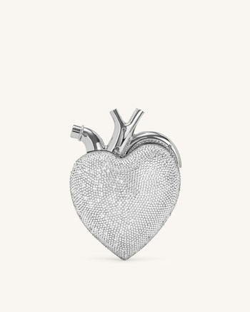 Maren Borsa a Forma di Cuore in Cristallo Artificiale - Argento