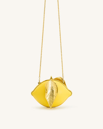 Tori Pochette in pelle vegana con struttura in metallo - Giallo limone