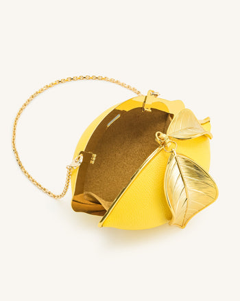 Tori Pochette in pelle vegana con struttura in metallo - Giallo limone