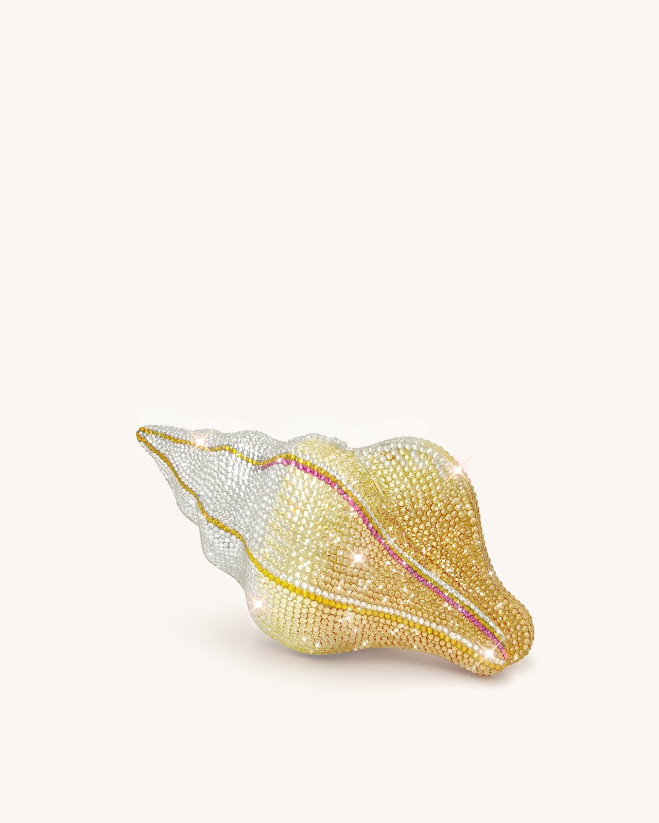 Pochette a Forma di Conchiglia con Cristalli Sintetici - Oro