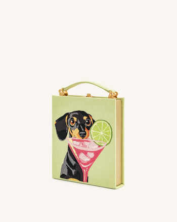 Taya-Puppy Clutch a Forma di Libro con Motivo - Verde Chiaro