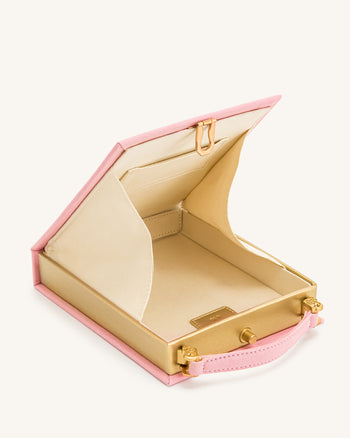 Taya Pochette a Forma di Libro con Motivo Gatto Tabby - Rosa