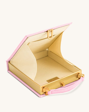 Taya Pochette a Forma di Libro con Motivo Gatto Tabby - Rosa