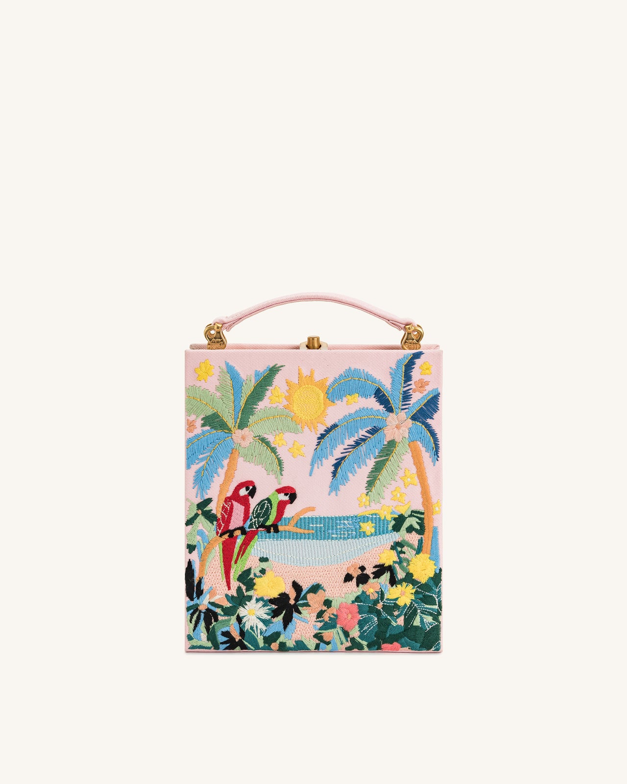 Taya Clutch a Forma di Libro con Motivo Pappagallo Tropicale - Rosa