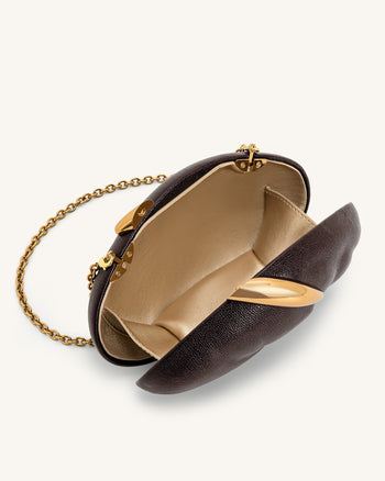 Kaya Clutch Ovale Irregolare - Marrone Scuro