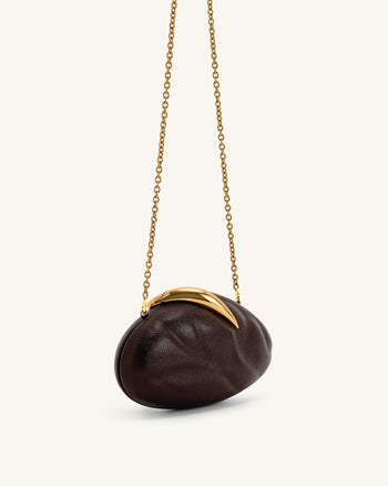 Kaya Clutch Ovale Irregolare - Marrone Scuro