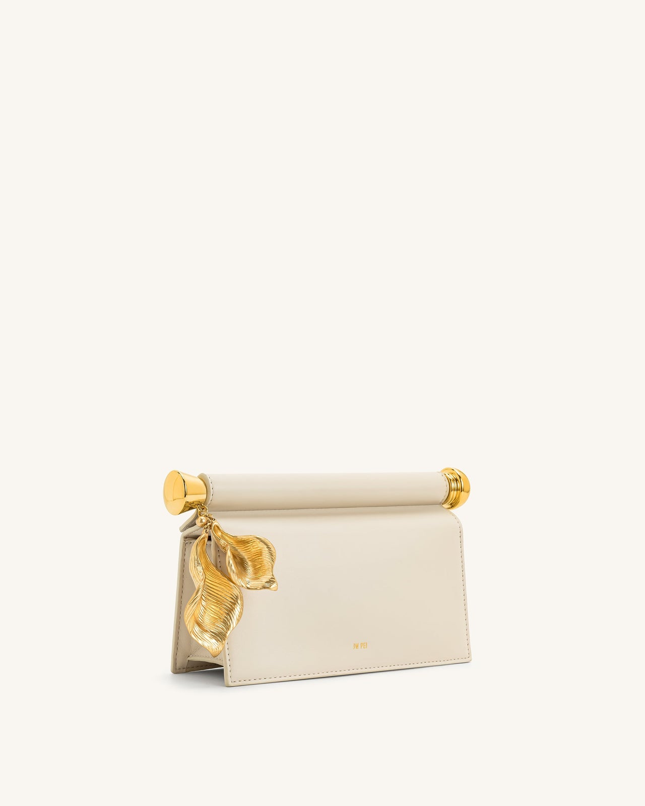 Holly Clutch Embellito con Pendente in Metallo - Bianco
