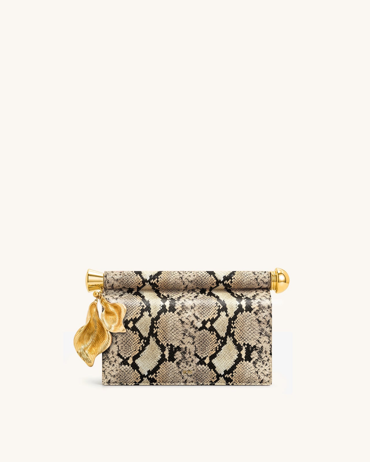 Holly Pochette in Effetto Pitone con Ciondolo Metallico - Albicocca