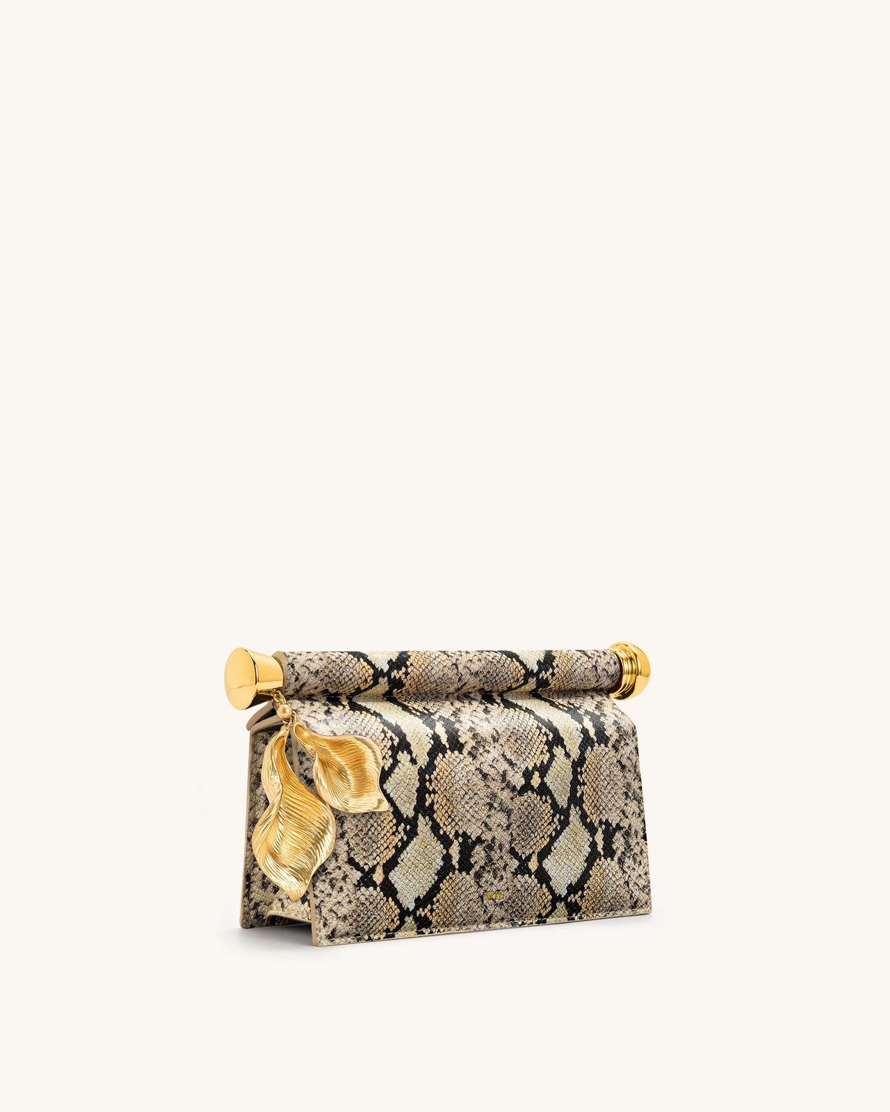 Holly Pochette in Effetto Pitone con Ciondolo Metallico - Albicocca