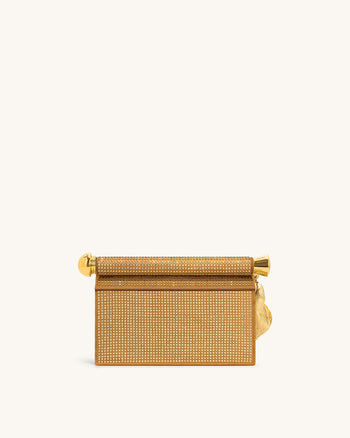 Holly Pochette con Cristalli Artificiali e Ciondolo in Metallo - Champagne