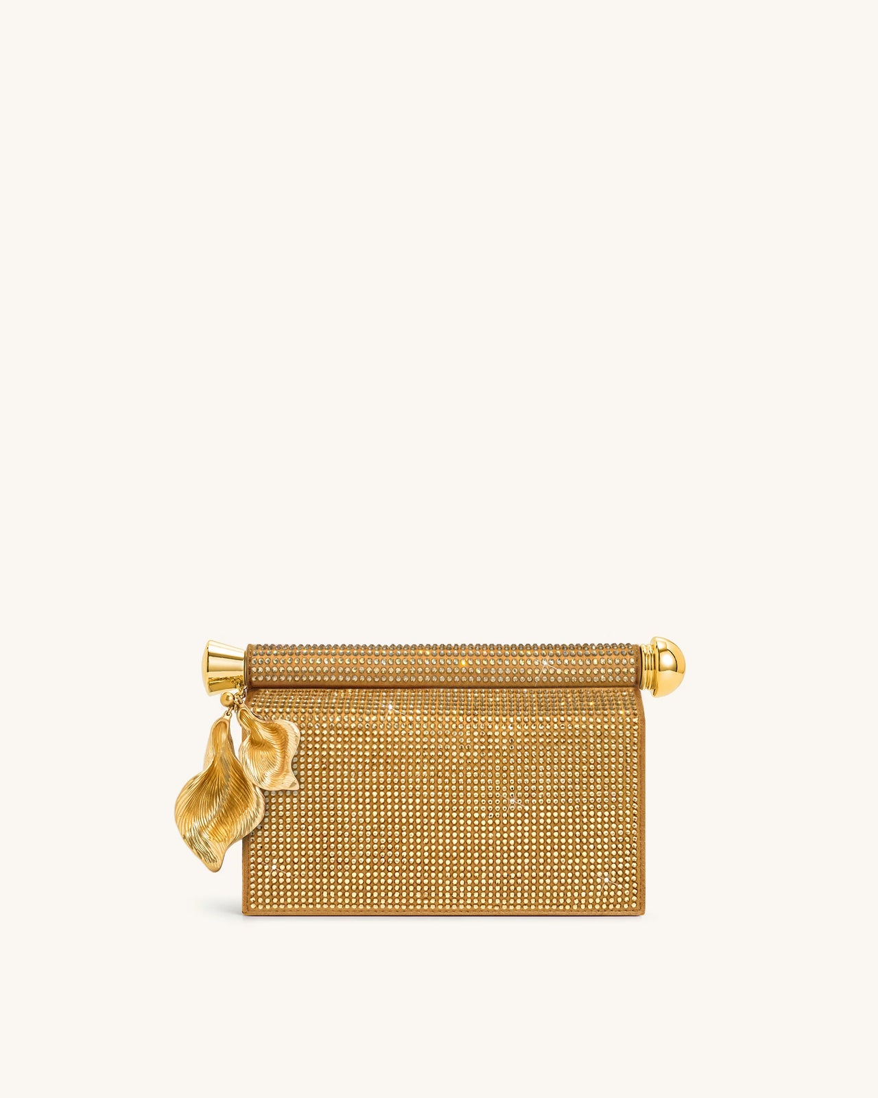 Holly Pochette con Cristalli Artificiali e Ciondolo in Metallo - Champagne