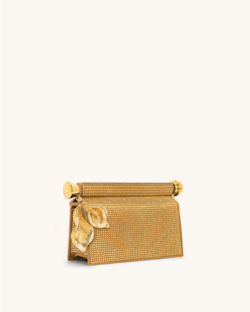 Holly Pochette con Cristalli Artificiali e Ciondolo in Metallo - Champagne