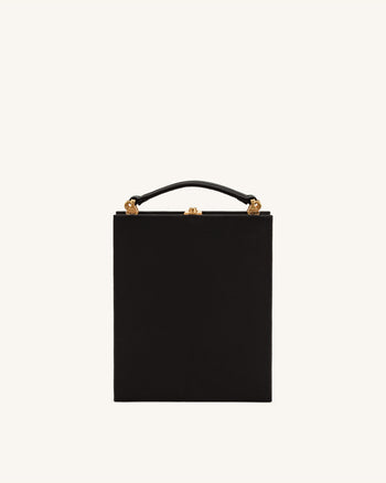 Taya Pochette a Forma di Libro con Motivo di Orchidea - Nero