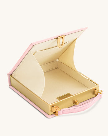 Taya Pochette a Forma di Libro con Motivo di Orchidea - Rosa