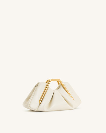 Lila Clutch con Telaio Metallico - Avorio