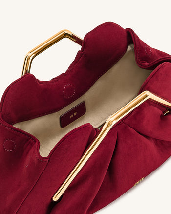 Pochette Lila in similpelle scamosciata con cornice in metallo - Rosso