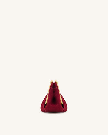 Pochette Lila in similpelle scamosciata con cornice in metallo - Rosso