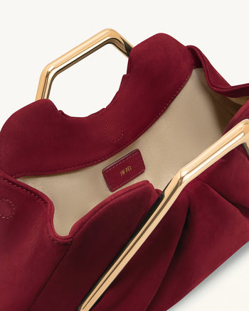 Pochette Lila in similpelle scamosciata con cornice in metallo - Rosso