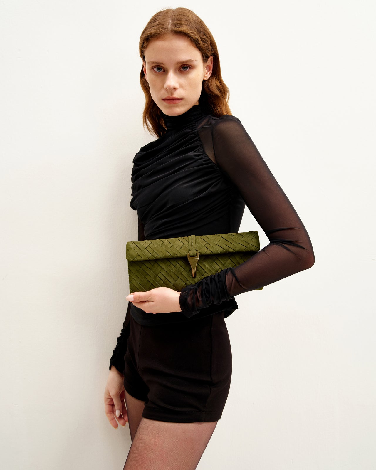 Zaria Clutch Intrecciata - Oliva Scuro