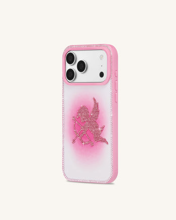 Custodia per telefono con angelo di strass - Rosa
