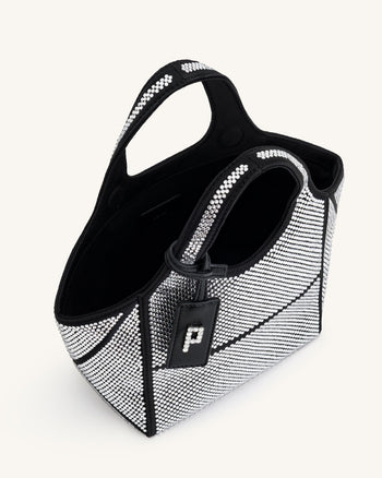 Borsa Tote Mini con Cristallo Artificiale Eliana - Antracite