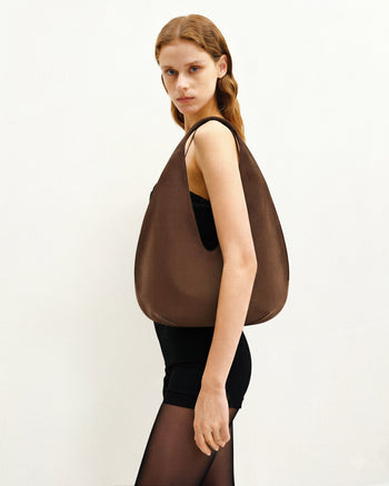 Borsa Hobo in Finta Pelle Scamosciata Dara - Marrone Mocha