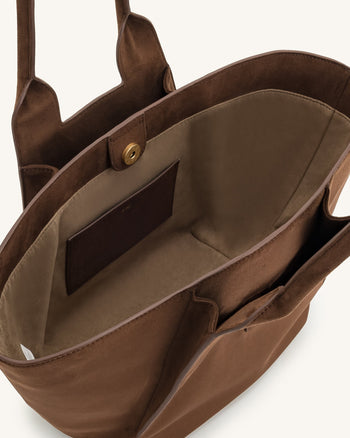 Cara Borsa A Tracolla In Finta Pelle Scamosciata - Marrone Moka