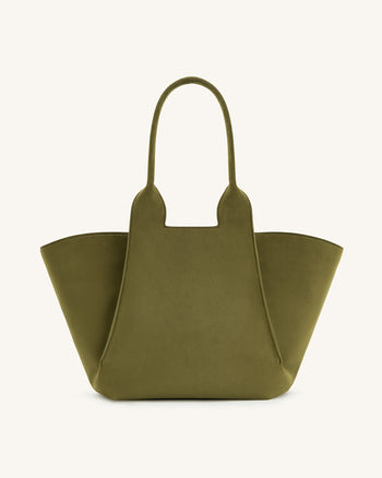 Cara Borsa A Tracolla In Finta Pelle Scamosciata - Verde Oliva Scuro