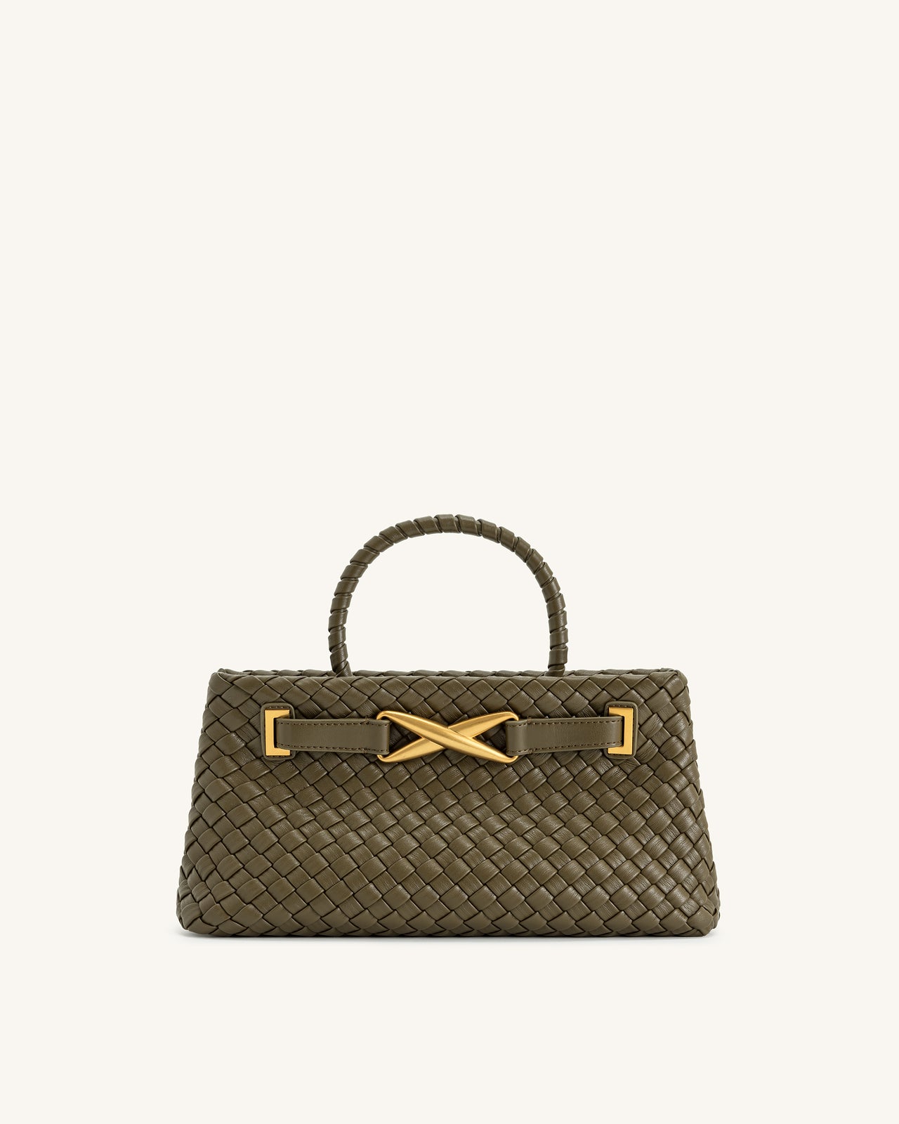 Elora Borsa Tote Intrecciata - Verde Oliva Scuro