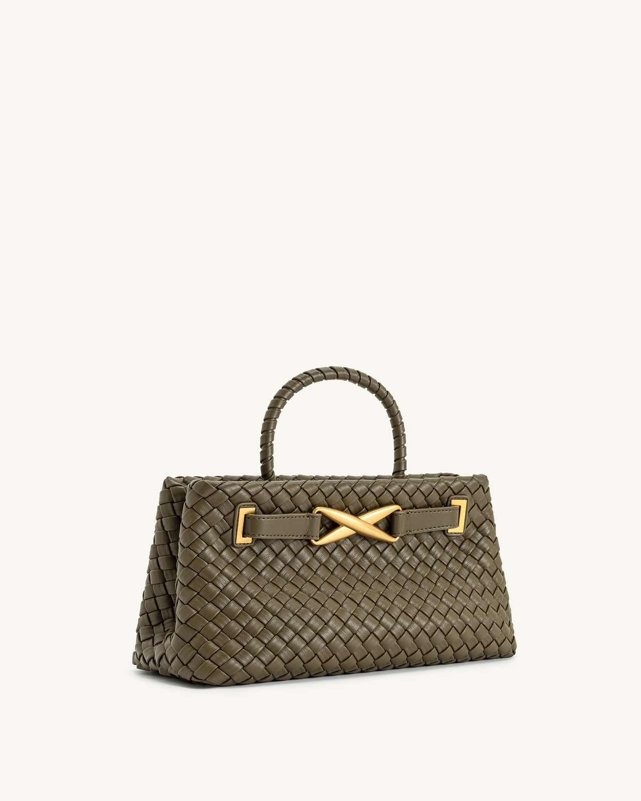 Elora Borsa Tote Intrecciata - Verde Oliva Scuro