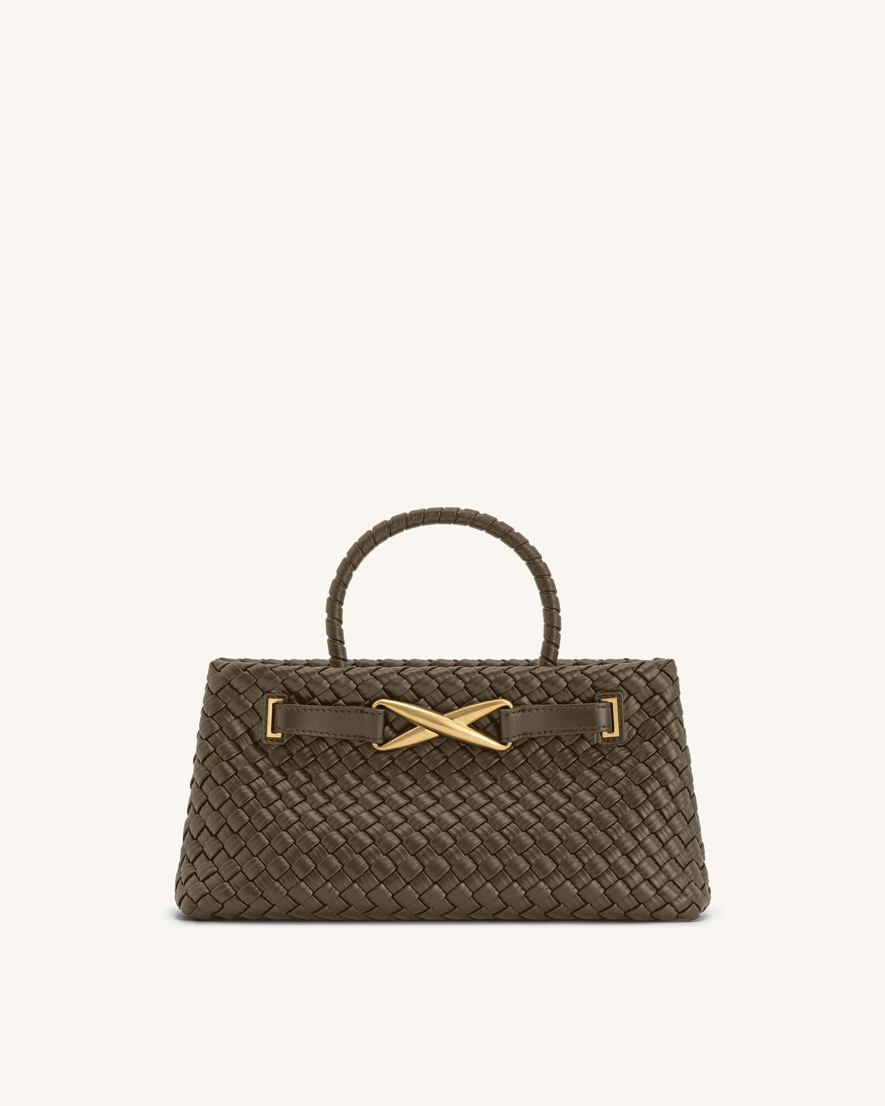 Elora Borsa Tote Intrecciata - Verde Oliva Scuro