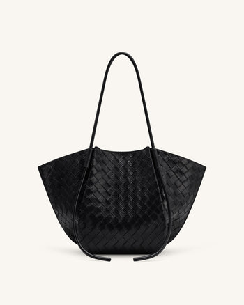 Nala Borsa Tote con Trama a Intreccio Largo - Nera