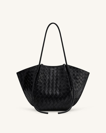 Nala Borsa Tote con Trama a Intreccio Largo - Nera
