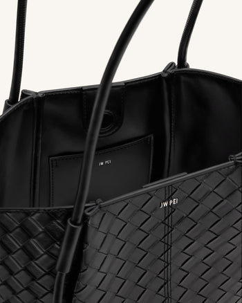 Nala Borsa Tote con Trama a Intreccio Largo - Nera