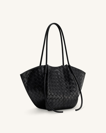 Nala Borsa Tote con Trama a Intreccio Largo - Nera
