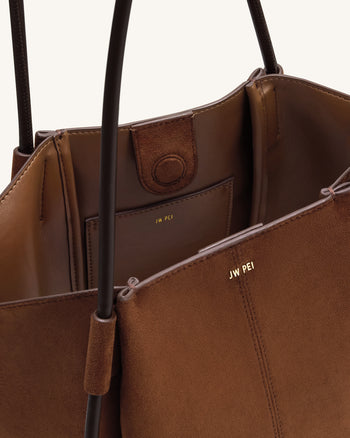 Nala Borsa Tote Ampia in Finta Pelle Scamosciata - Marrone