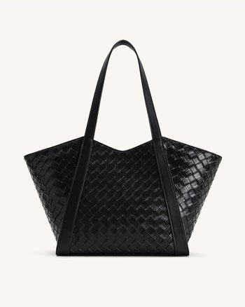 Kiana Borsa Tote a Grande Capacità con Texture Intrecciata - Nera