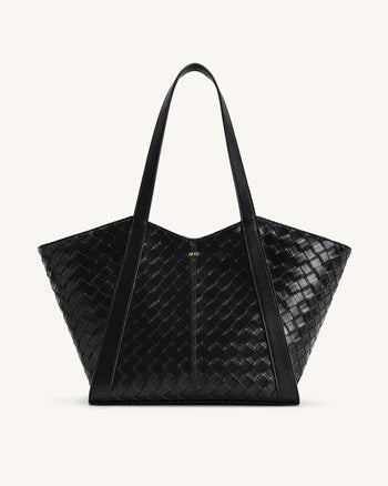 Kiana Borsa Tote a Grande Capacità con Texture Intrecciata - Nera