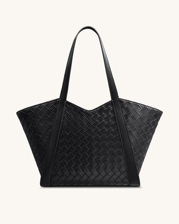 Kiana Borsa Tote a Grande Capacità con Texture Intrecciata - Nera