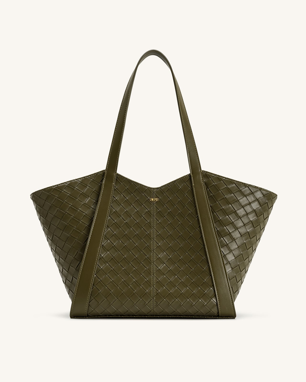 Kiana Borsa Tote a Grande Capacità con Texture Intrecciata - Verde Oliva Scuro