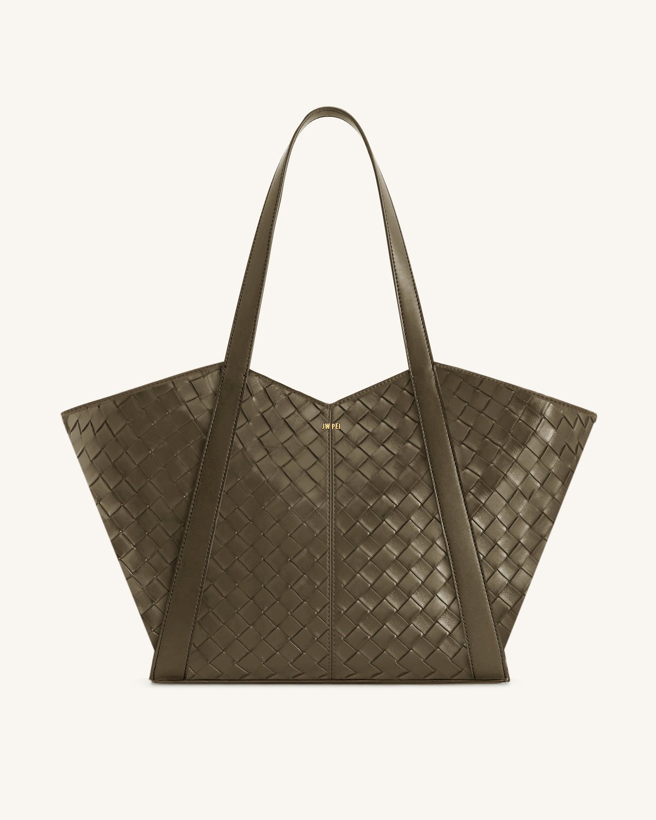Kiana Borsa Tote a Grande Capacità con Texture Intrecciata - Verde Oliva Scuro