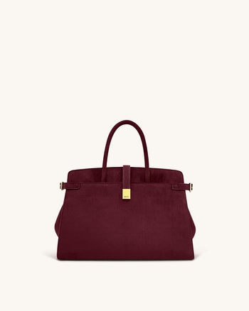 Saige Borsa Tote in Finta Pelle Scamosciata - Borgogna