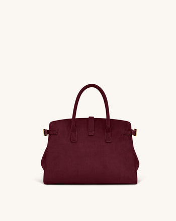 Saige Borsa Tote in Finta Pelle Scamosciata - Borgogna
