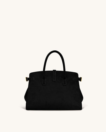 Saige Borsa Tote in Finta Pelle Scamosciata - Nero