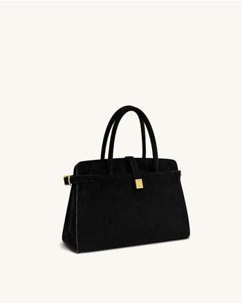 Saige Borsa Tote in Finta Pelle Scamosciata - Nero
