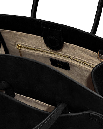 Saige Borsa Tote in Finta Pelle Scamosciata - Nero