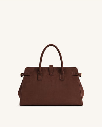 Saige Borsa Tote in Finta Pelle Scamosciata - Marrone