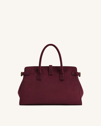 Saige Borsa Tote in Finta Pelle Scamosciata - Borgogna